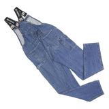 KARL KANI Womens Blue Denim Dungarees Regular Fit Cotton Blend M W30 L34 Logo