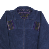 CB Womens Blue Full Zip Jumper Round Neck Basic Knit Plain M Casual Warm Fleece