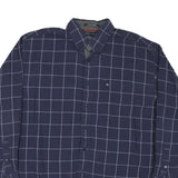 TOMMY HILFIGER Mens Blue Pattern Shirt XL Cotton Blend Long Sleeve Button Down