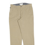 DOCKERS Mens Cotton Blend Beige Slim Straight Trousers W28 L27 Classic Zip