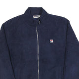 FILA Womens Navy Blue Classic Polyester Zip Up Fleece Jacket XL Casual Outerwear