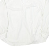 Womens White Rayon Basic Shirt Long Sleeve Collared Button Neck Plain M