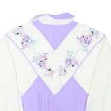 Womens White & Purple Graphic Polyester Blend Zip Jacket L Casual Vintage Style