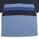 NAUTICA Mens Blue & Navy Block Stripe Short Sleeve Polo Shirt M Cotton