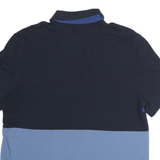 NAUTICA Mens Blue & Navy Block Stripe Short Sleeve Polo Shirt M Cotton