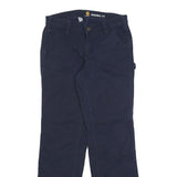 CARHARTT Womens Regular Fit Navy Cotton Blend Straight Leg Trousers W28 L31