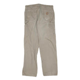 CARHARTT Mens Regular Fit Beige Denim Jeans W36 L34 Workwear Zip Closure Durable
