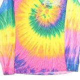 GILDAN Mens Yellow & Pink Tie Dye Long Sleeve Crew Neck T-Shirt M Cotton