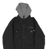 WRANGLER Mens Black & Grey Hooded Cotton Blend Jacket S Button Closure Casual