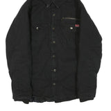 WRANGLER Mens Black & Grey Hooded Cotton Blend Jacket S Button Closure Casual