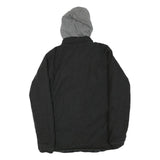WRANGLER Mens Black & Grey Hooded Cotton Blend Jacket S Button Closure Casual