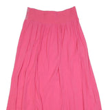 MONSOON Womens Pink Midi Woven Skirt Embroidered Waistband M Comfortable Stylish