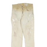 CARHARTT Mens Cotton Blend Beige Regular Fit Straight Leg Trousers W32 L34