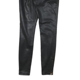 TED BAKER Womens Black Cotton Blend Slim Skinny Trousers W26 L25 Zip Closure