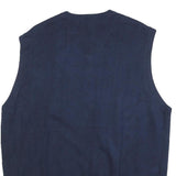 IZOD Mens Navy & Grey Argyle Patterned V-Neck Cotton Jumper L Sleeveless Classic