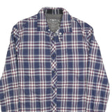 GUESS Mens Blue & Maroon Check Shirt M Cotton Blend Button Collar Casual
