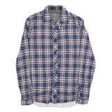 GUESS Mens Blue & Maroon Check Shirt M Cotton Blend Button Collar Casual
