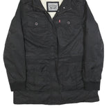 LEVI'S Womens Black Jacket L Polyester Blend Plain Zip Hooded Casual Winter