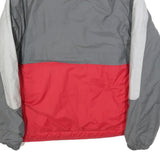 Mens Grey & Red Polyester Blend Outdoor Jacket L Zip Plain Casual Coat