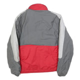 Mens Grey & Red Polyester Blend Outdoor Jacket L Zip Plain Casual Coat