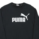 PUMA Mens Black Cotton Blend Crew Neck Sweatshirt M Logo Print Casual