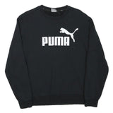 PUMA Mens Black Cotton Blend Crew Neck Sweatshirt M Logo Print Casual