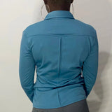 Sisley Shirt - Small Blue Polyester