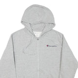 CHAMPION Mens Grey Zip Hoodie M Classic Logo Cotton Blend Casual Wear