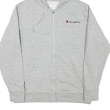 CHAMPION Mens Grey Zip Hoodie M Classic Logo Cotton Blend Casual Wear