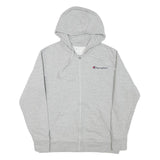 CHAMPION Mens Grey Zip Hoodie M Classic Logo Cotton Blend Casual Wear