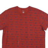 CHAMPION Mens Red & Navy All Over Logo Graphic T-Shirt XL Short Sleeve Crew Neck