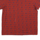 CHAMPION Mens Red & Navy All Over Logo Graphic T-Shirt XL Short Sleeve Crew Neck