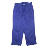Relaxed Fit Mens Cotton Blend Blue Workwear Trousers W35 L28 Pocketed Zip