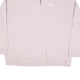 NIKE Mens Light Pink 1/4 Zip Sweatshirt L Casual Cotton Blend Pullover Top
