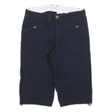 DOCKERS Womens Shorts Navy Casual M W32 Button Cotton Blend Relaxed Fit