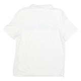 CALVIN KLEIN Mens White Polo Shirt M Cotton Blend Grey Striped Short Sleeve