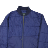 BENETTON Womens Blue Quilted Jacket L Polyester Blend Zip Bomber Style
