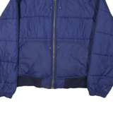 BENETTON Womens Blue Quilted Jacket L Polyester Blend Zip Bomber Style