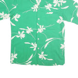 HATTIE Mens Green & White Floral Shirt M Summer Casual Cotton Short Sleeve