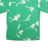 HATTIE Mens Green & White Floral Shirt M Summer Casual Cotton Short Sleeve