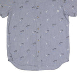 VANS Mens Blue & Grey Short Sleeve Shirt S Flamingo Palm Print Casual