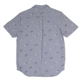 VANS Mens Blue & Grey Short Sleeve Shirt S Flamingo Palm Print Casual