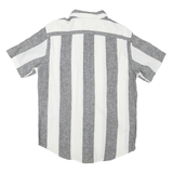 LEVI'S Mens Grey & White Striped Shirt M Cotton Blend Casual Short Sleeve Summer