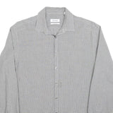 CALVIN KLEIN Mens Grey Check Shirt L Classic Collar Cotton Blend Long Sleeve