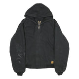 NOBLE OUTFITTERS Mens Black Cotton Blend Hooded Zip Jacket L Casual Workwear