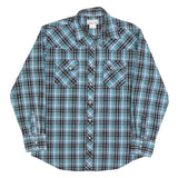 WRANGLER Mens Blue & Black Check Shirt L Western Style Casual Cotton Blend