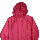 Womens Red Hooded Zip Jacket M Polyester Blend Plain Lightweight Casual