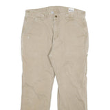 CARHARTT Mens Relaxed Beige Cotton Blend Zip Trousers W34 L27 Workwear Utility