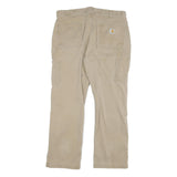 CARHARTT Mens Relaxed Beige Cotton Blend Zip Trousers W34 L27 Workwear Utility