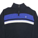 CHAPS Mens Blue & White Plain Pullover Jumper Crew Neck Cable Knit XL Cotton